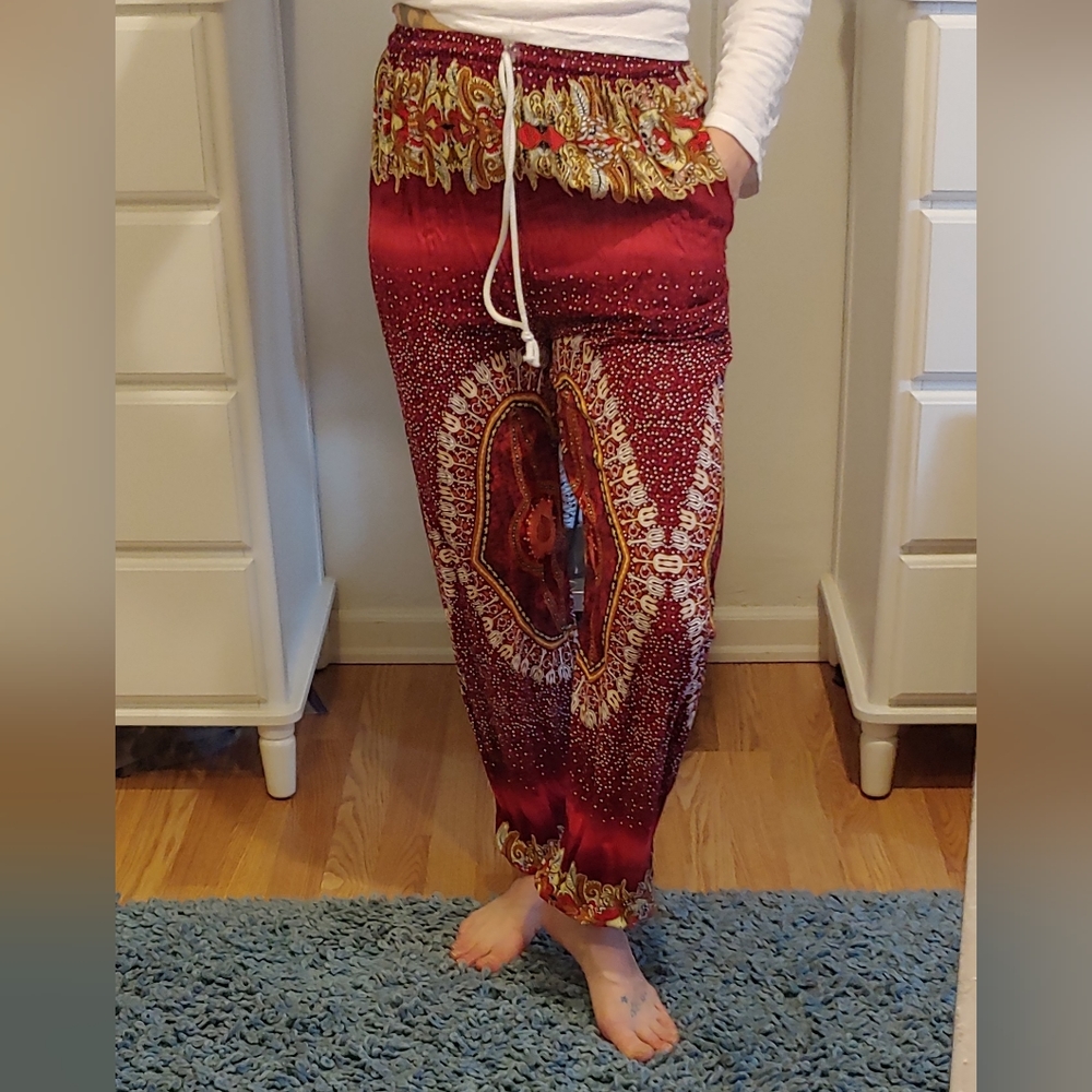 Harem pants, red, size M